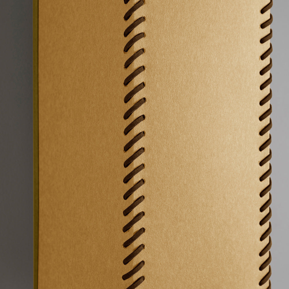 Stitch In Time Wall Light in Mustard with Antique Gold Trim, Stitch Closeup - NiX By Nicola Harding & Co.