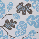 The design pattern of Acorn wallpaper in Sugarbag Blue and Mushroom, designed by Nicola Harding & Co.