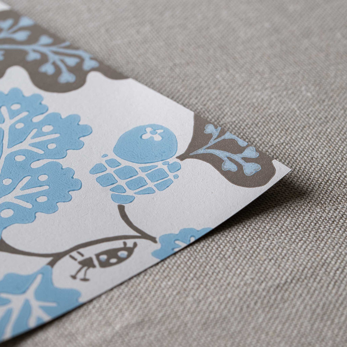 Acorn Wallpaper in Sugarbag Blue and Mushroom