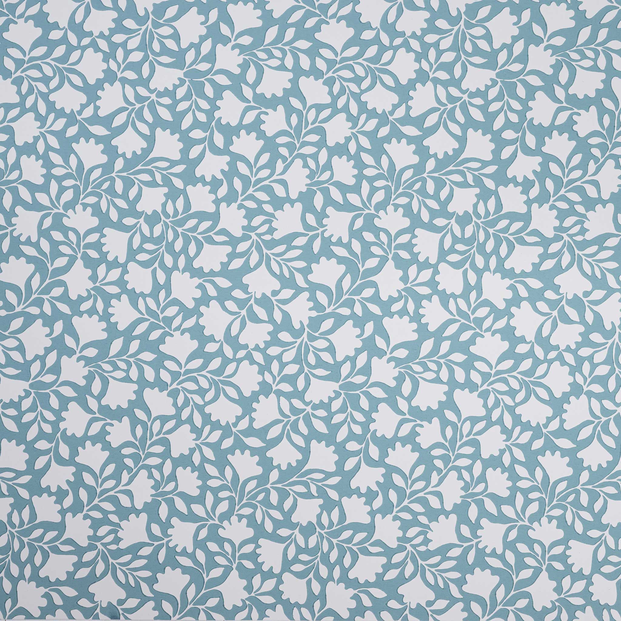 Ginko Blue Wallpaper in Peacock - Nicola Harding