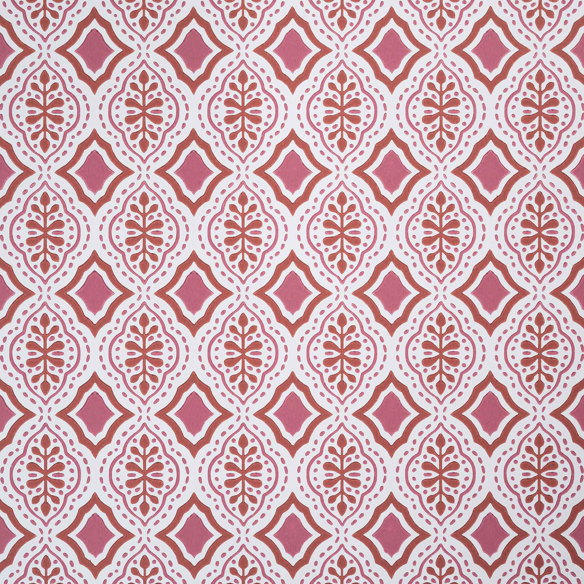 Rhombus Wallpaper in Rhubarb and Pink - By NiX