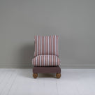Perch Slipper Armchair in Laidback Linen Damson Frame, with Slow Lane Berry Seat Front View - Nicola Harding