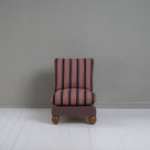 Perch Slipper Armchair in Laidback Linen Damson Frame, with Regatta Cotton, Flame Seat Front View - NiX