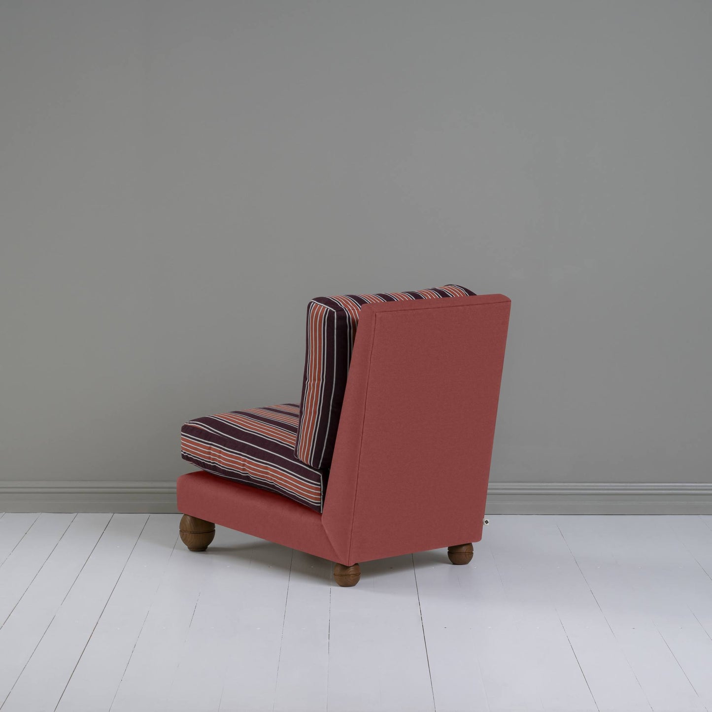 Perch Slipper Armchair in Laidback Linen Rouge Frame, with Regatta Cotton, Flame Seat