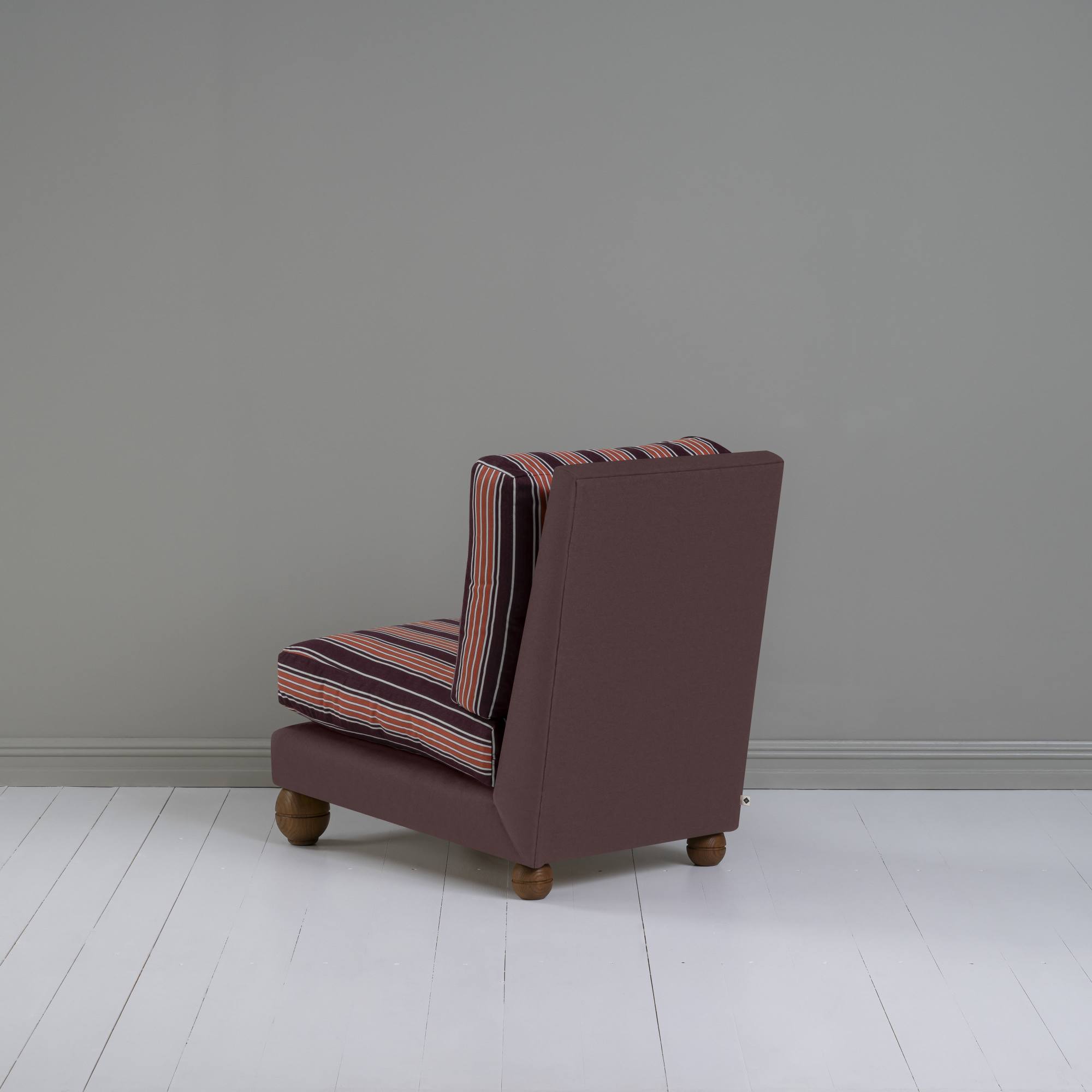  Perch Slipper Armchair in Laidback Linen Damson Frame, with Regatta Cotton, Flame Seat 
