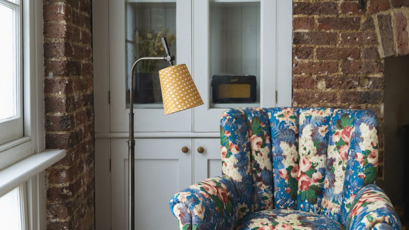 Batik Lampshades add colour to a floor lamp