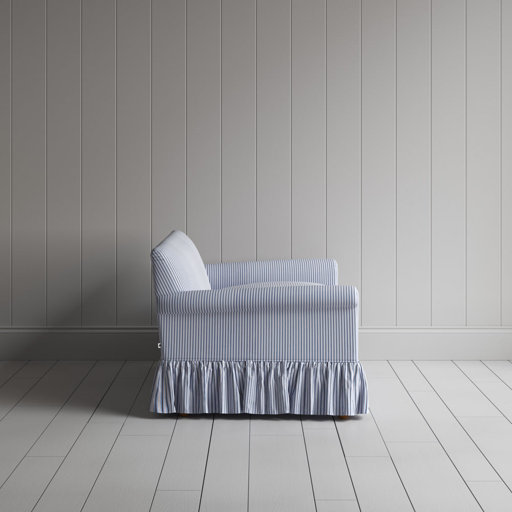 Curtain Call 2 Seater Sofa in Ticking Cotton, Aqua Brown