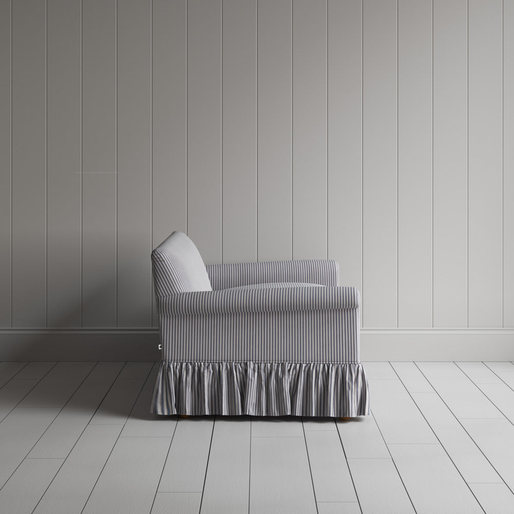 Curtain Call 2 Seater Sofa in Ticking Cotton, Blue Brown