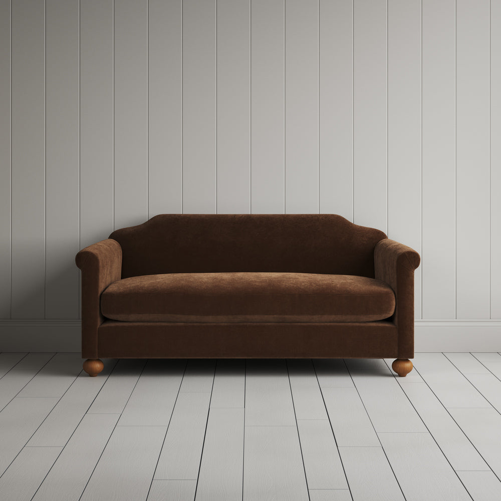   Two seater sofa in Tobacco Classic Corduroy, a small tan UK handmade Art Deco settee. 