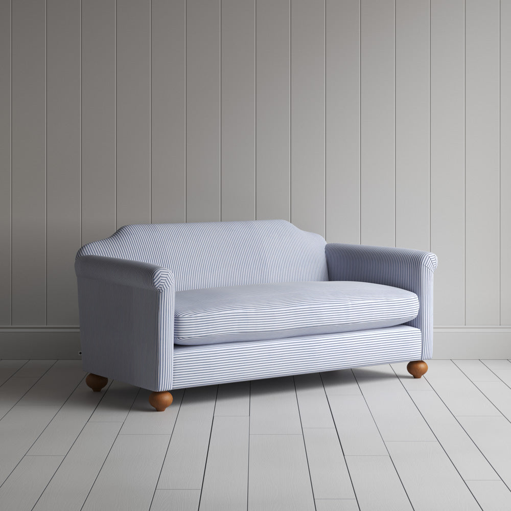  Dolittle 2 Seater Sofa in Ticking Cotton, Aqua Brown 