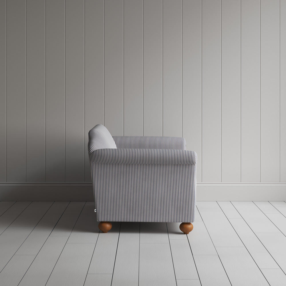  Dolittle 2 Seater Sofa in Ticking Cotton, Blue Brown 