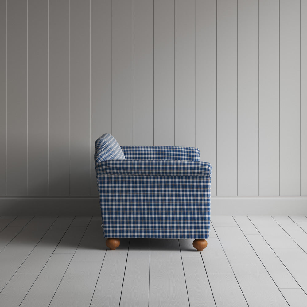  Dolittle 2 Seater Sofa in Well Plaid Cotton, Blue Brown 