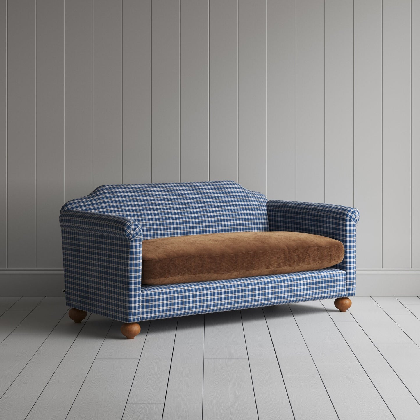 Dolittle 2 seater sofa in Well Plaid Frame and Classic Corduroy Tobacco Seat