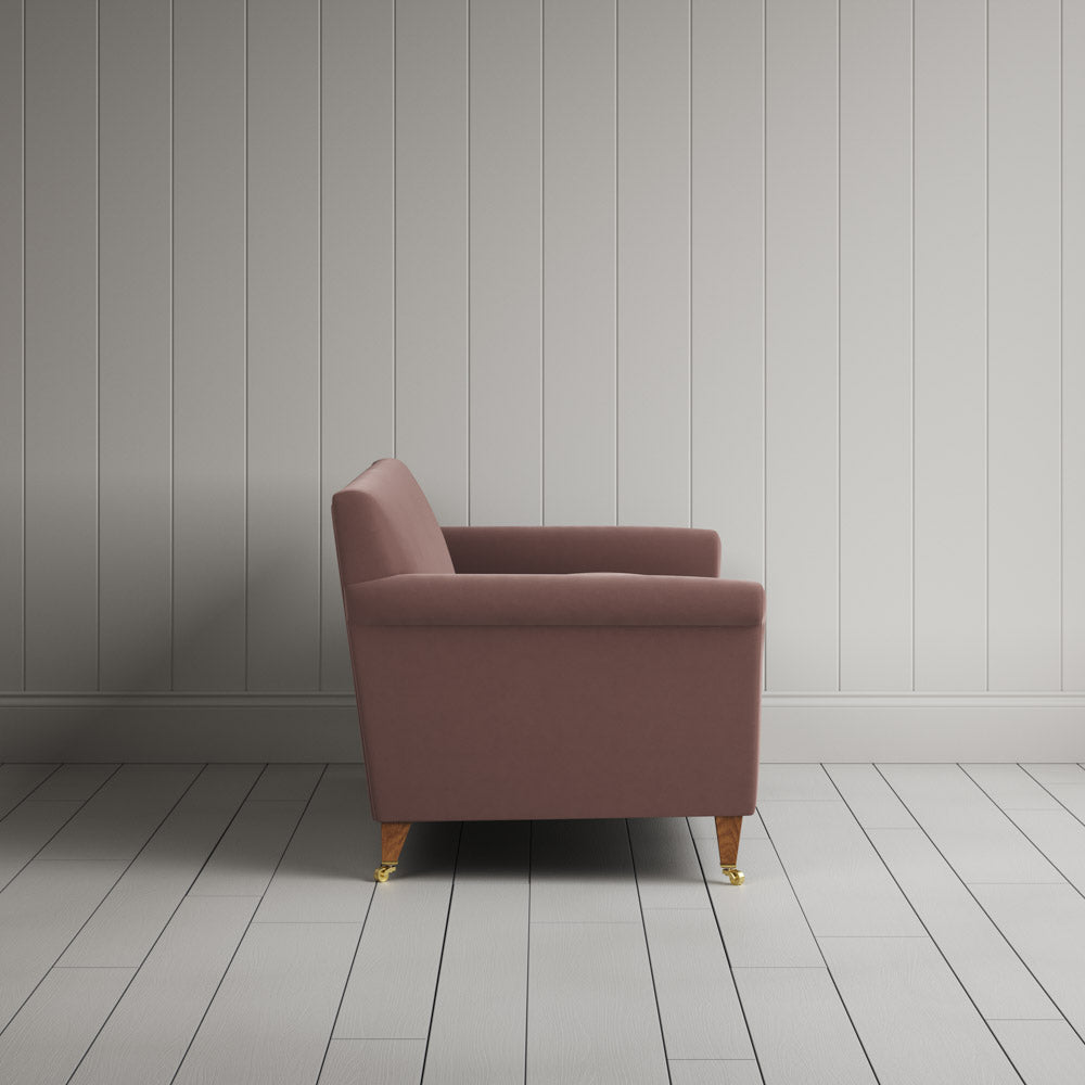 Idler 2 Seater Sofa in Intelligent Velvet Dusky Pink side profile