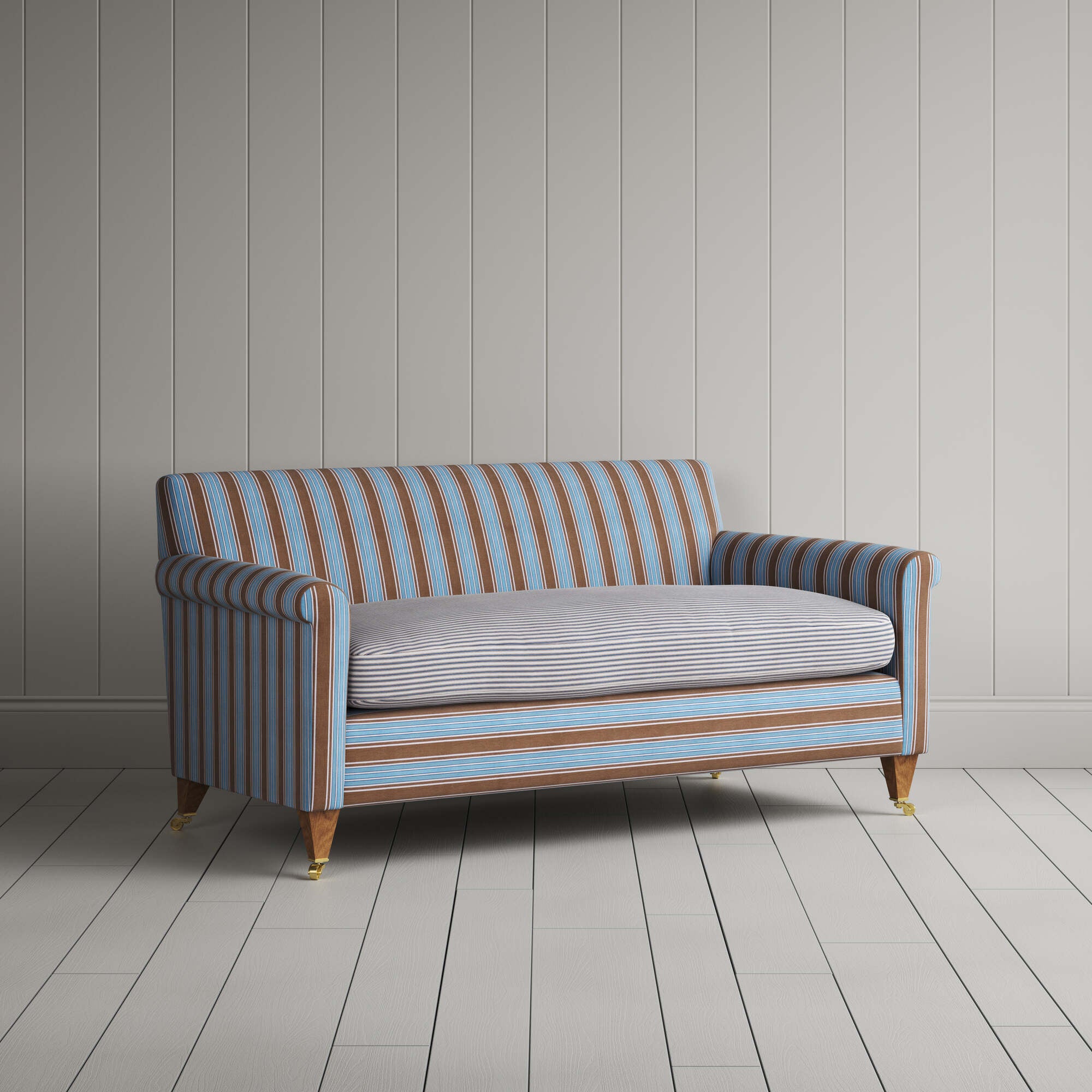  Angled view of the Regatta Blue Idler sofa by NiX 