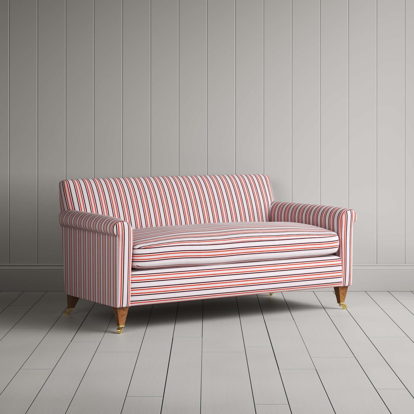 Idler 2 Seater Sofa in Slow Lane Cotton Linen, Berry