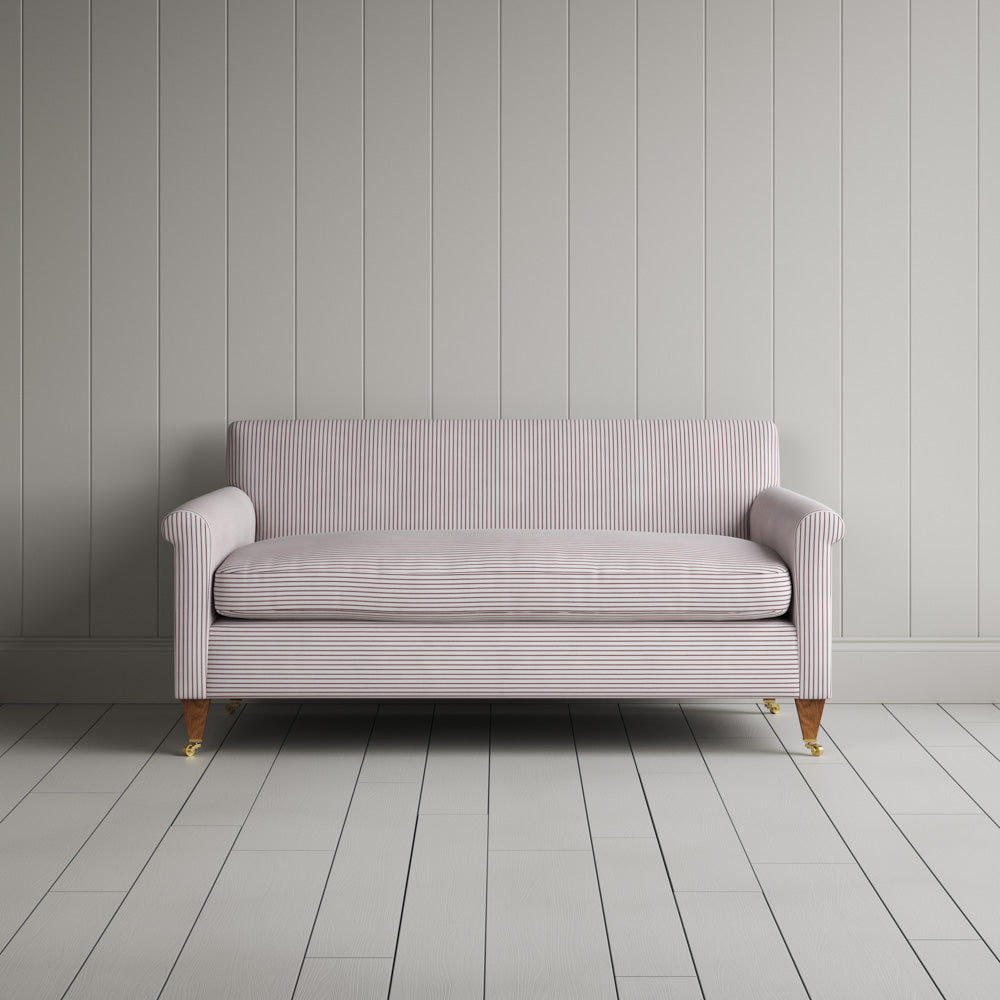  Idler 2 Seater Sofa in Ticking Cotton, Berry 