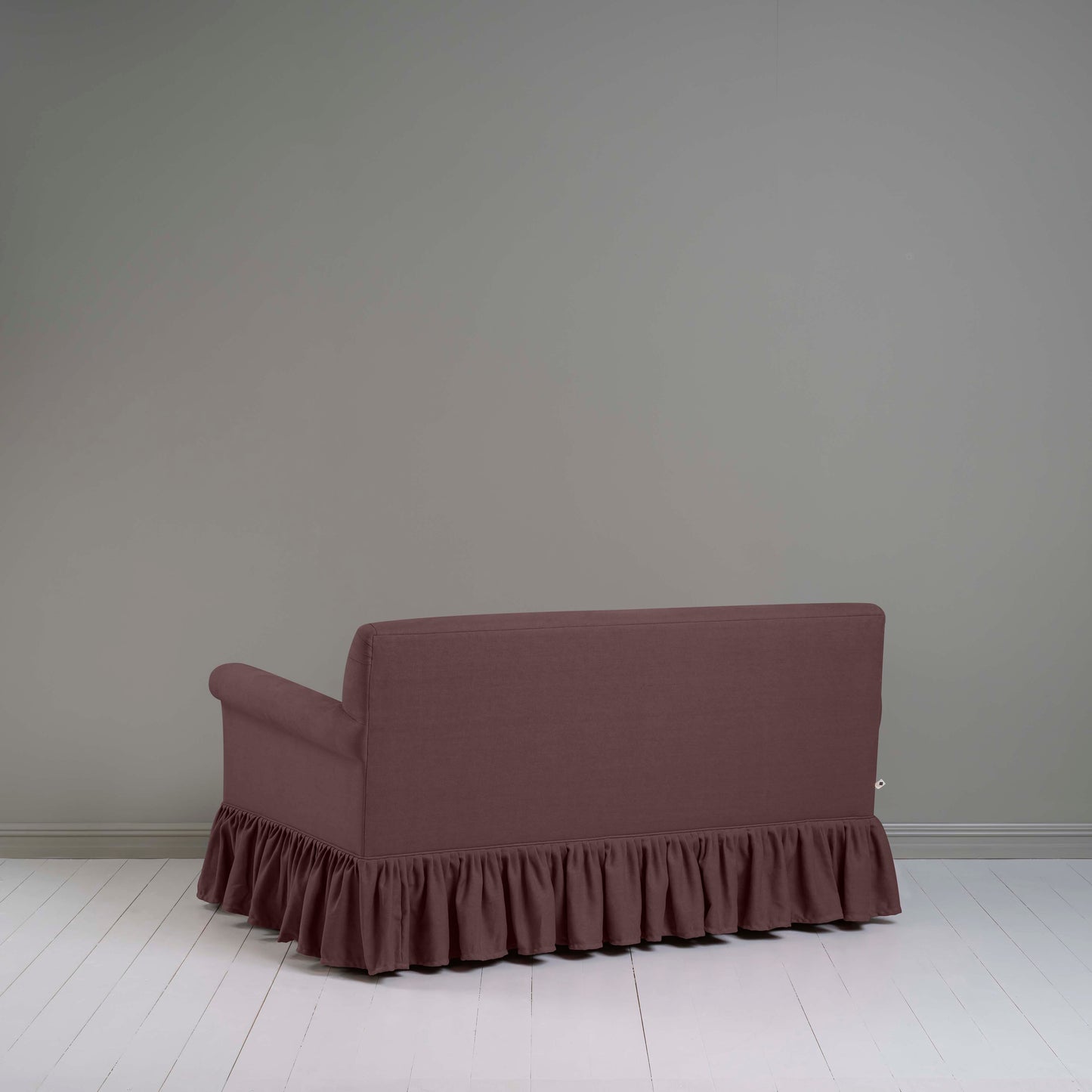 Curtain Call 2 Seater Sofa in Laidback Linen Damson, Back View - Nicola Harding