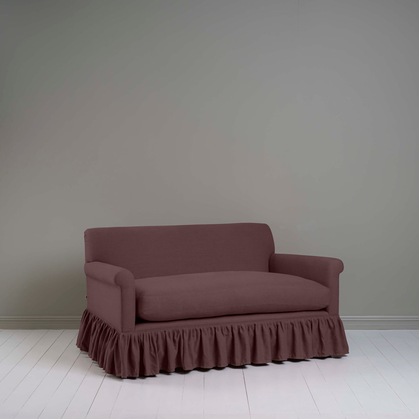 Curtain Call 2 Seater Sofa in Laidback Linen Damson - Nicola Harding