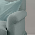  Curtain Call 2 Seater Sofa in Laidback Linen Mineral, Arm Closeup - Nicola Harding 