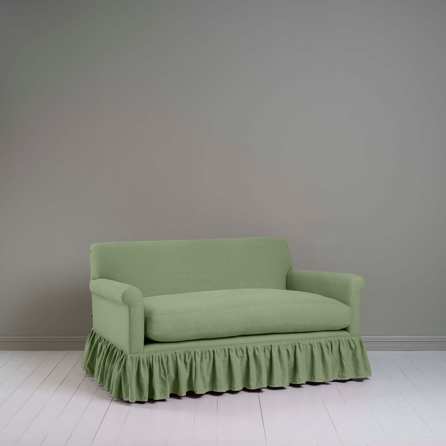 Curtain Call 2 Seater Sofa in Laidback Linen Moss - Nicola Harding