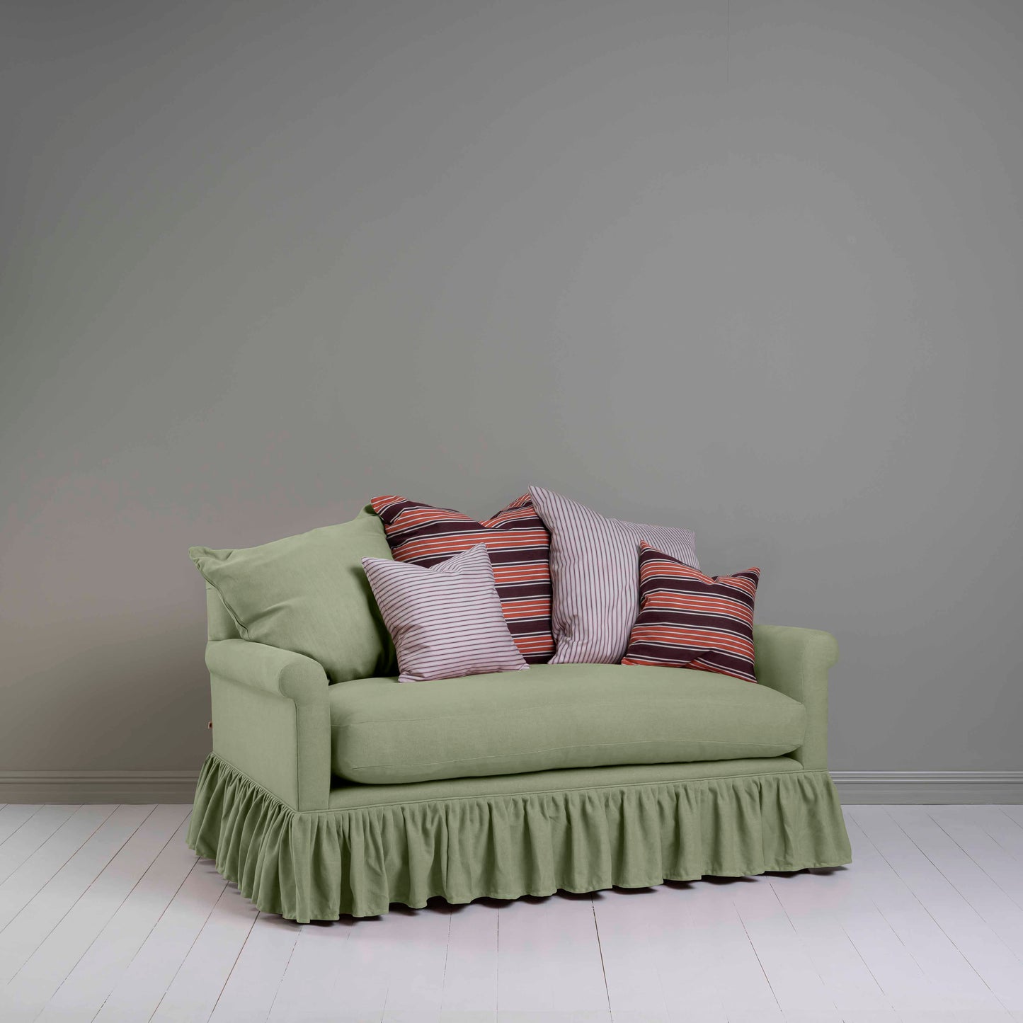 Curtain Call 2 Seater Sofa in Laidback Linen Moss - Nicola Harding