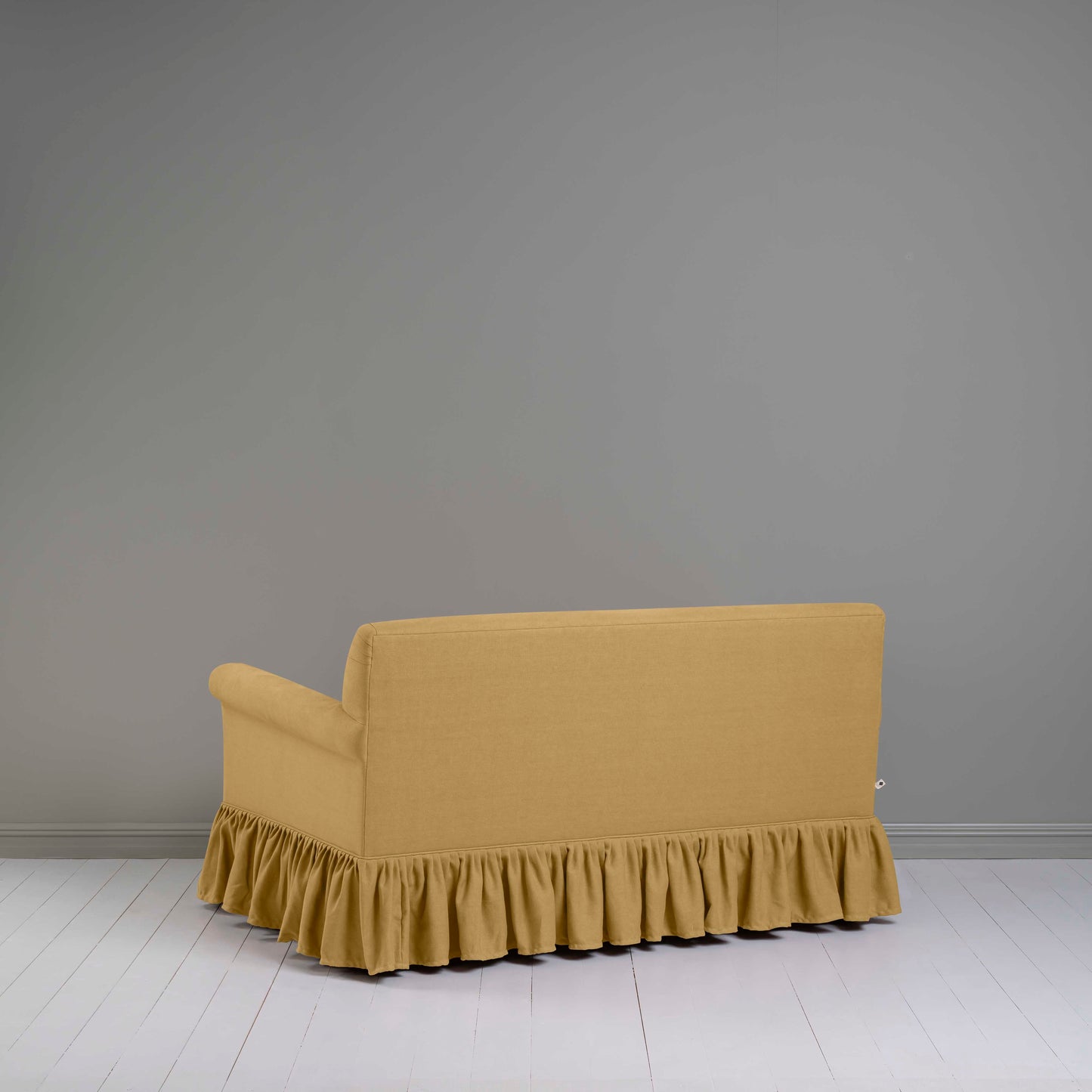 Curtain Call 2 Seater Sofa in Laidback Linen Ochre, Back View - Nicola Harding