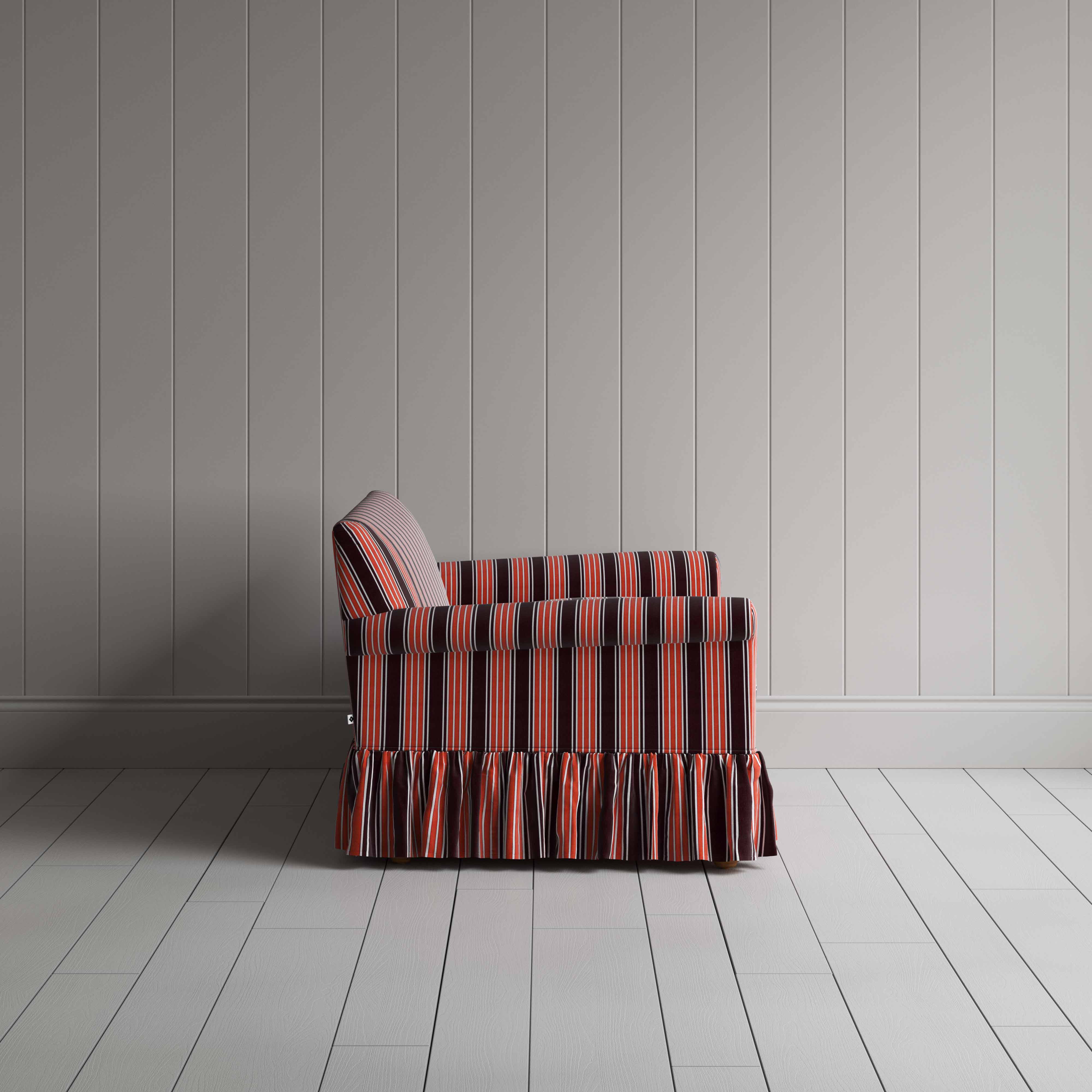  Curtain Call 2 Seater Sofa in Regatta Cotton, Flame, Side View - Nicola Harding 