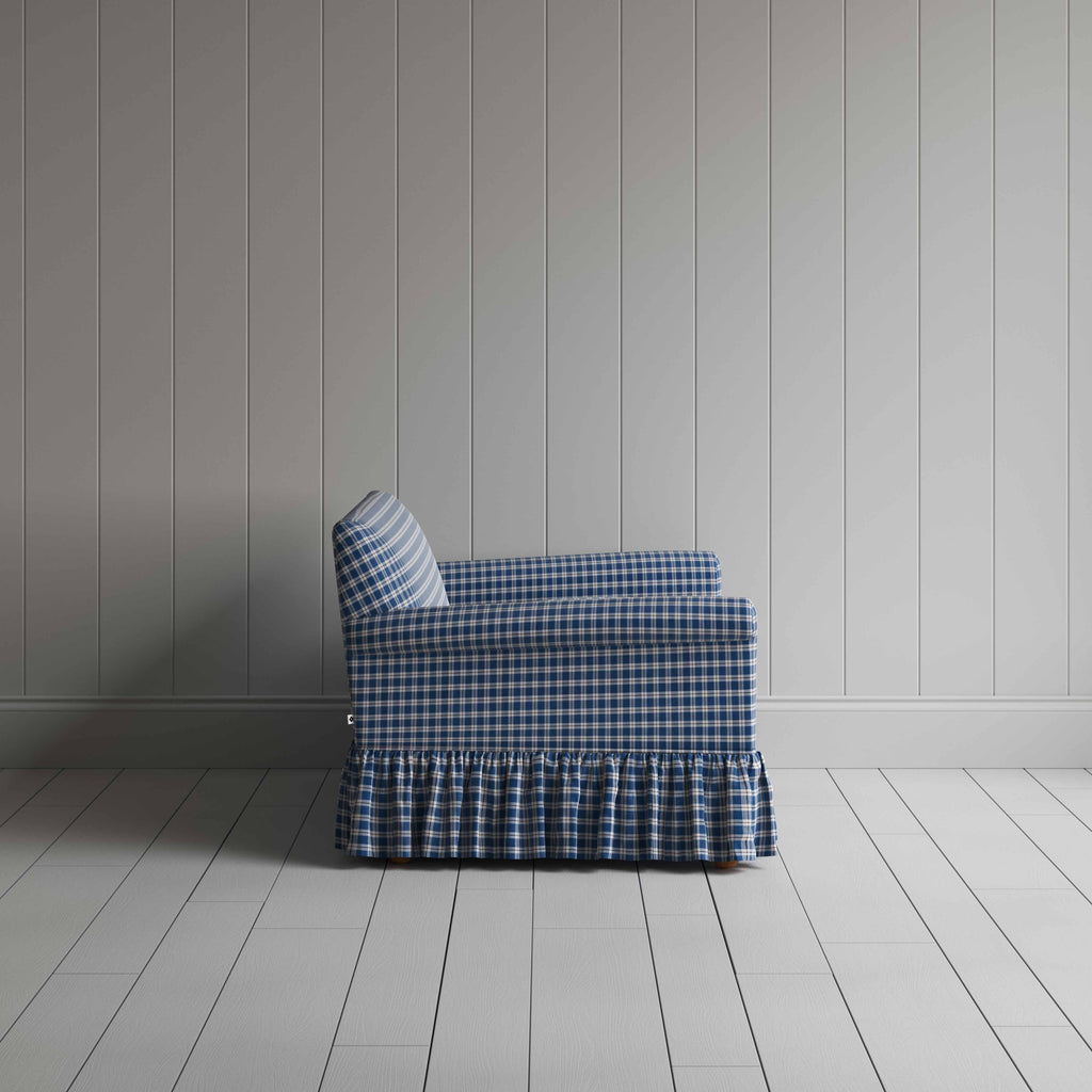  Curtain Call 2 Seater Sofa in Well Plaid Cotton, Blue Brown - Nicola Harding 