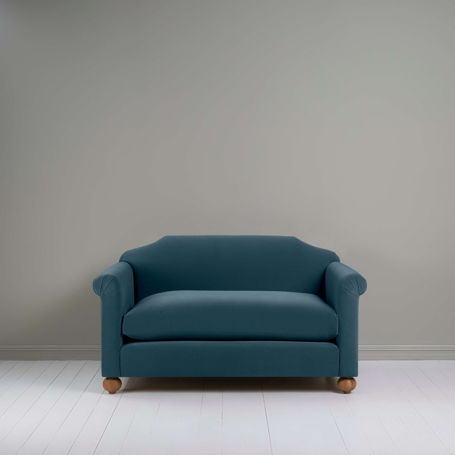 Dolittle 2-Seater Sofa in Intelligent Velvet Aegean, Front View - Nicola Harding