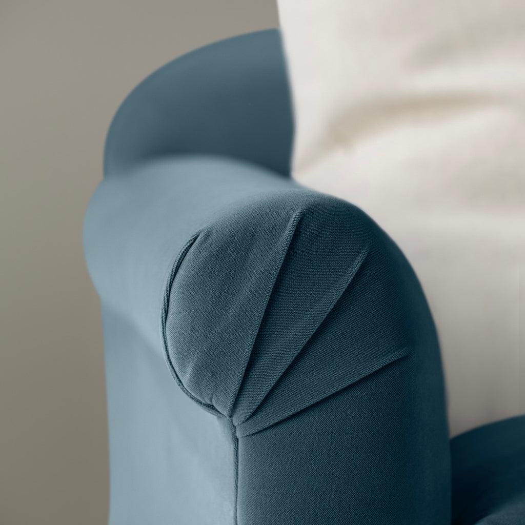  Dolittle 2-Seater Sofa in Intelligent Velvet Aegean, Arm Design Closeup - Nicola Harding 