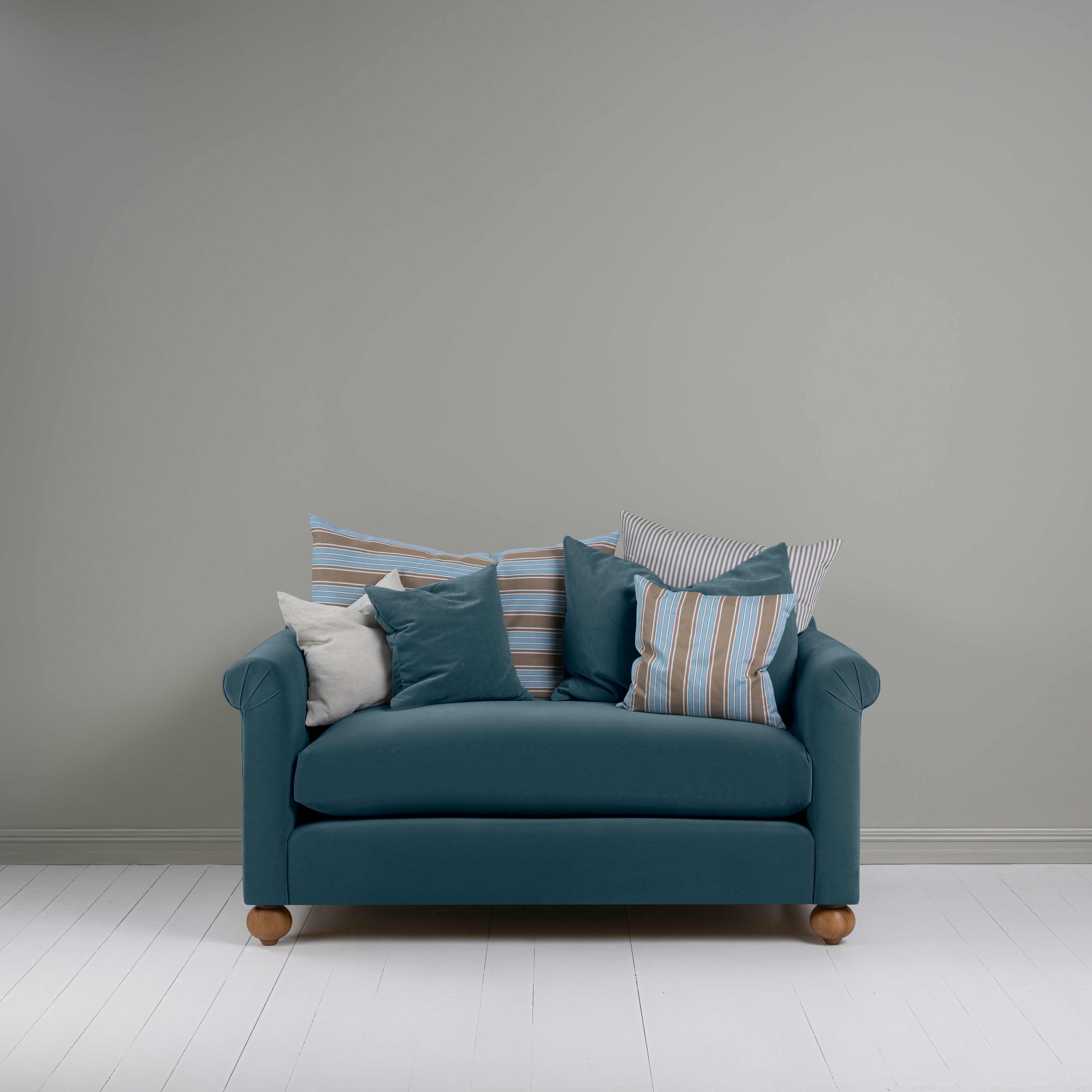  Dolittle 2-Seater Sofa in Intelligent Velvet Aegean, With Two Matching Cushions and Four NiX Special Cushions - Nicola Harding 