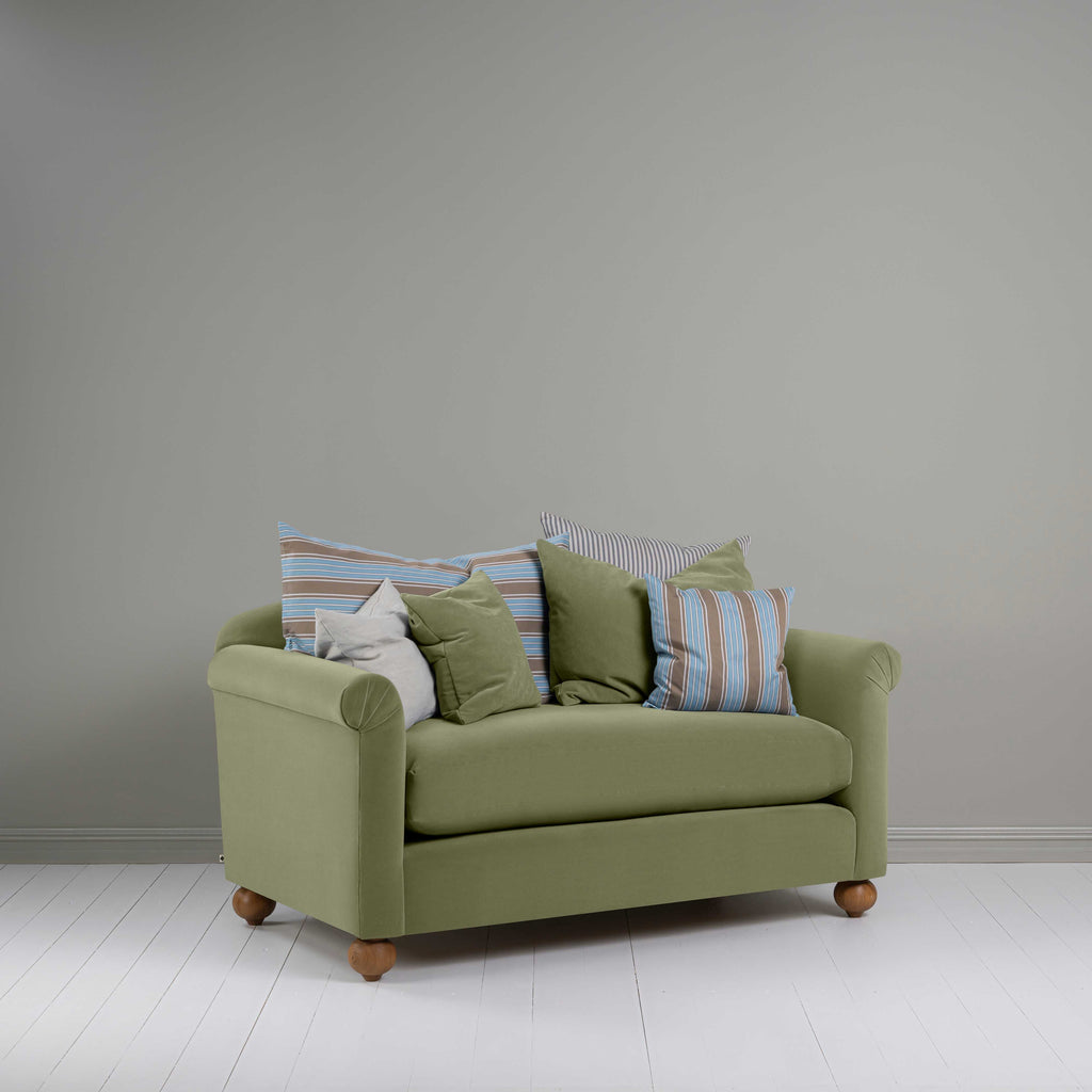  Dolittle 2-Seater Sofa in Intelligent Velvet Green Tea, With Six Aesthetic Cushions - Nicola Harding 