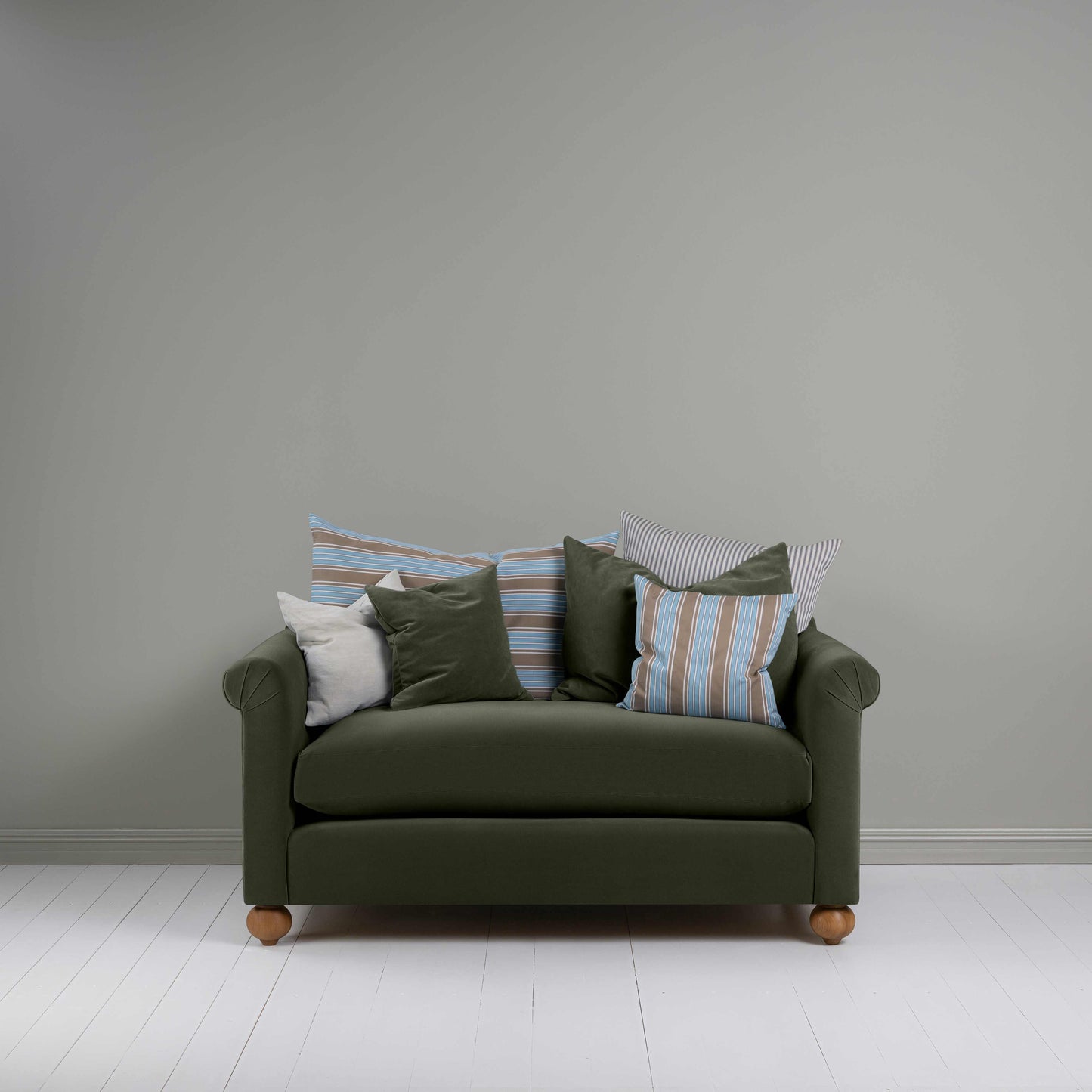 Dolittle 2 Seater Sofa in Intelligent Velvet Seaweed With Cushions  - Nicola Harding