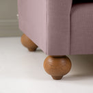  Dolittle 2 Seater Sofa in Laidback Linen Heather, Round Wooden Foot Closeup - Nicola Harding 