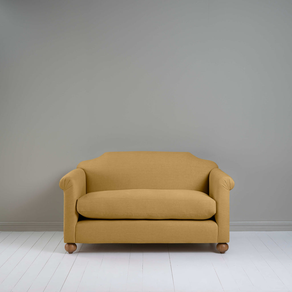  Dolittle 2 Seater Sofa in Laidback Linen Ochre, Front View - Nicola Harding 