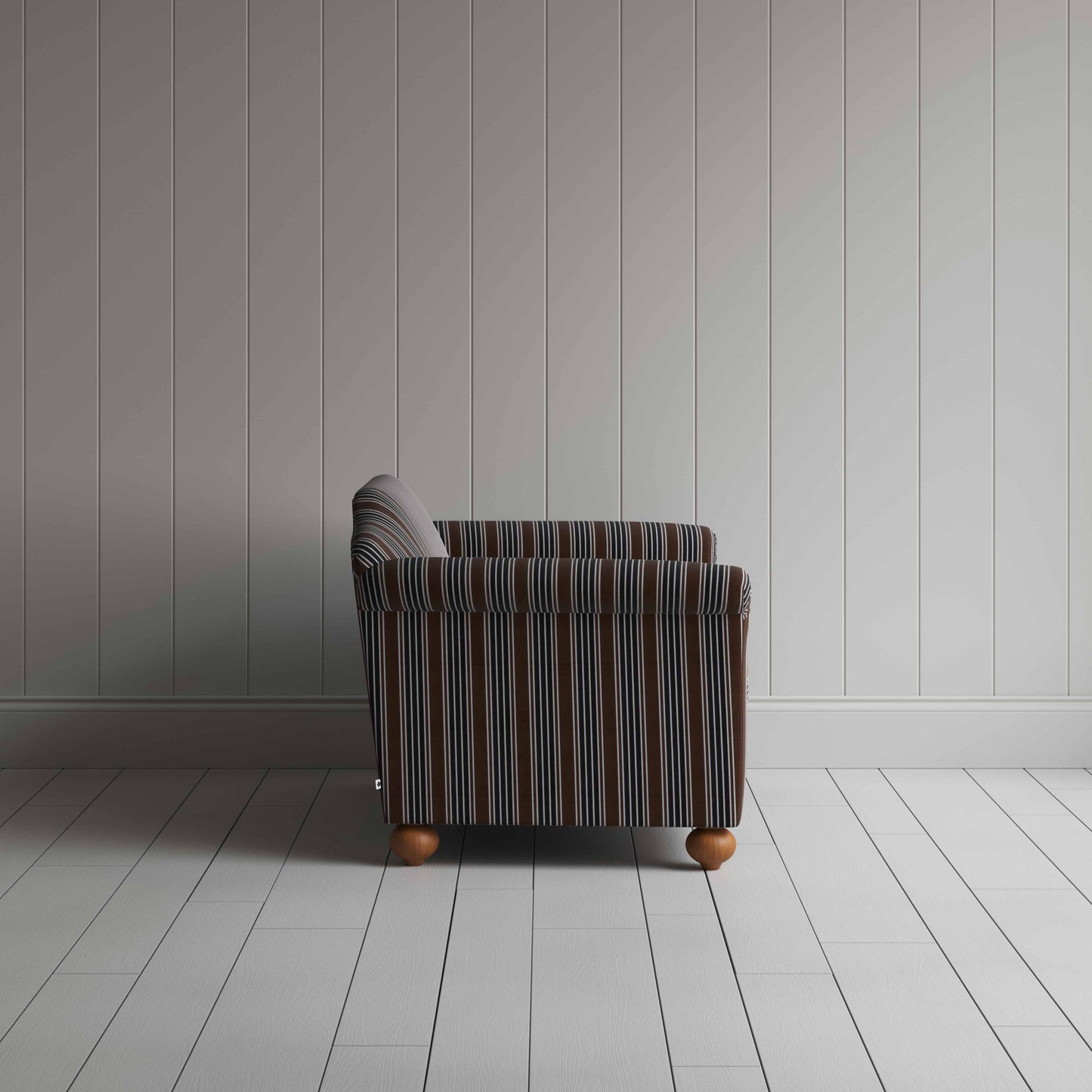 Dolittle 2 Seater Sofa in Regatta Cotton, Charcoal, Side View - Nicola Harding