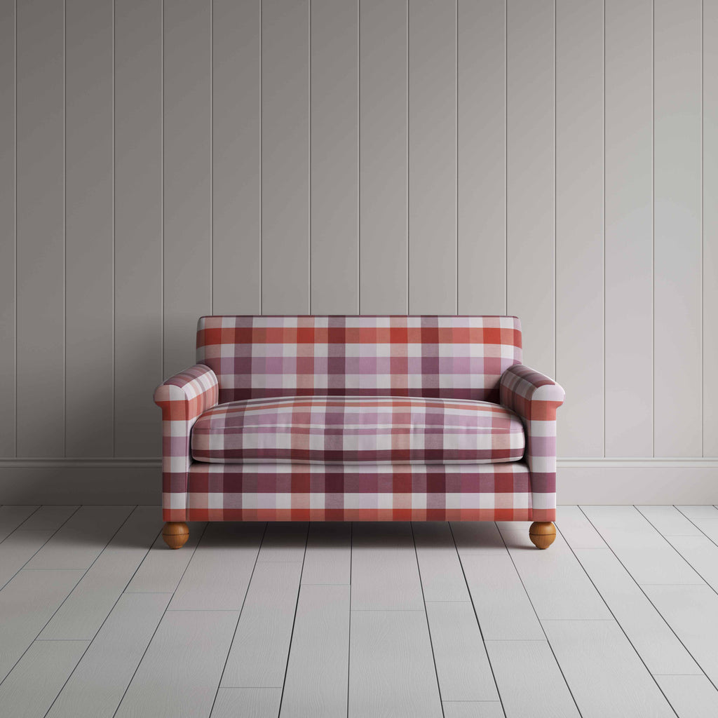  Idler 2 Seater Sofa in Checkmate Cotton, Berry - Nicola Harding 