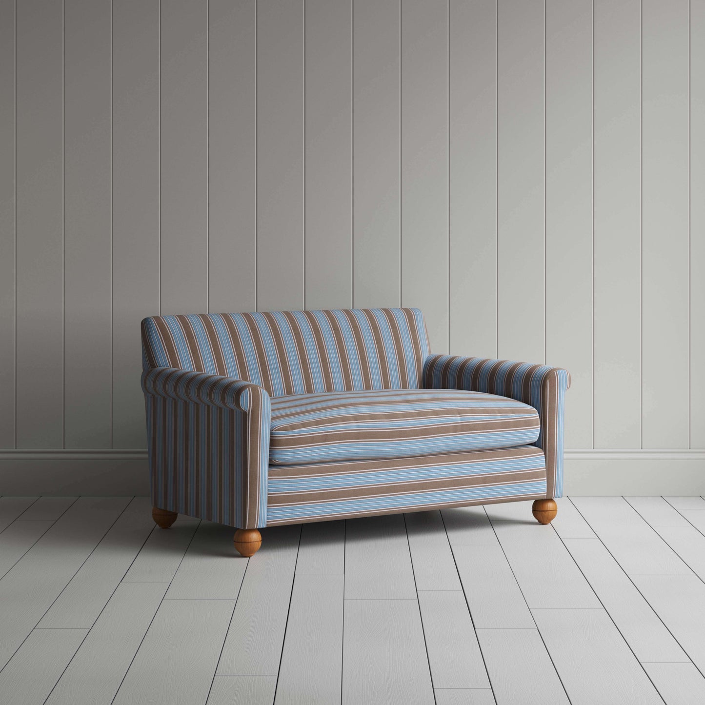 Idler 2 Seater Sofa in Regatta Cotton, Blue - Nicola Harding