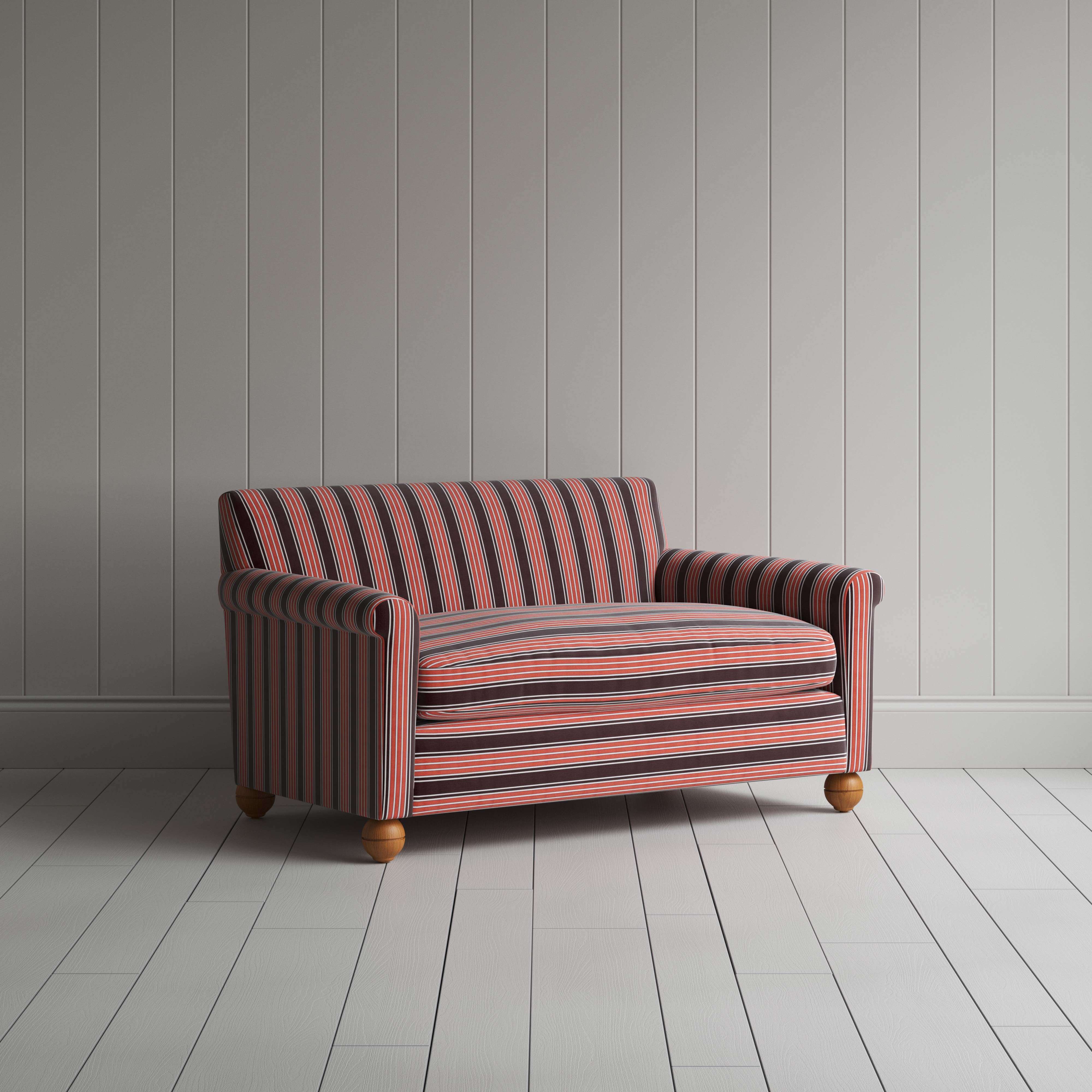  Idler 2 Seater Sofa in Regatta Cotton, Flame - Nicola Harding 