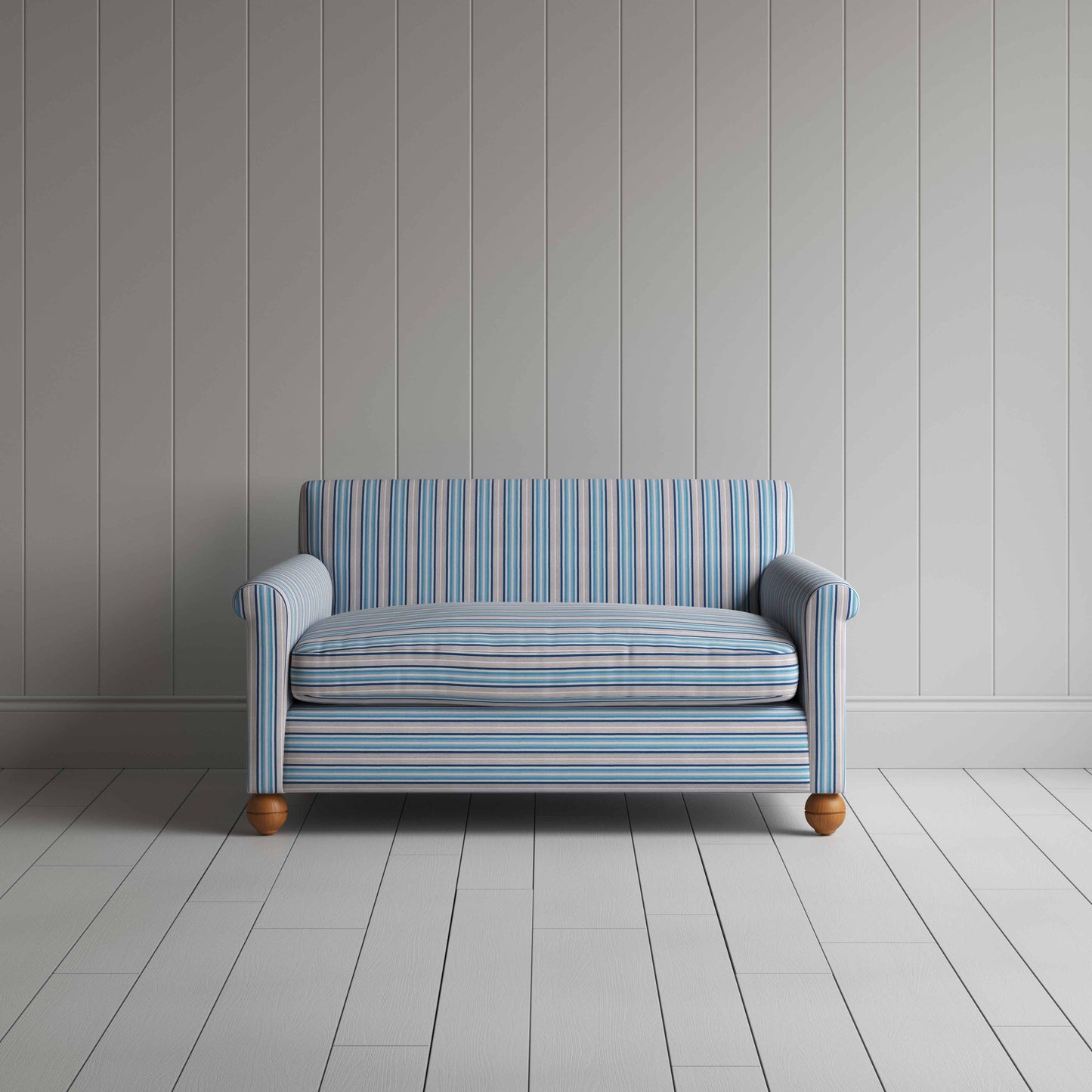 Idler 2 Seater Sofa in Slow Lane Cotton Linen, Blue - Nicola Harding