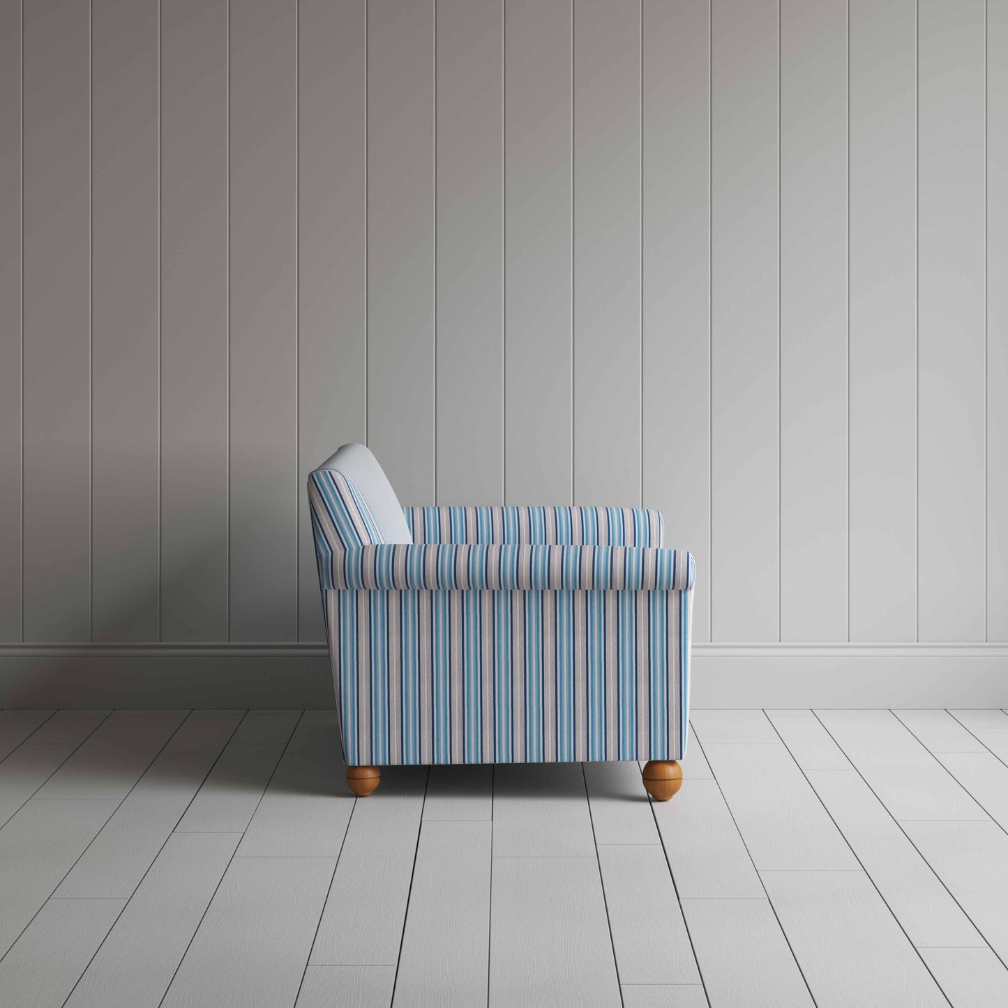 Idler 2 Seater Sofa in Slow Lane Cotton Linen, Blue - Nicola Harding