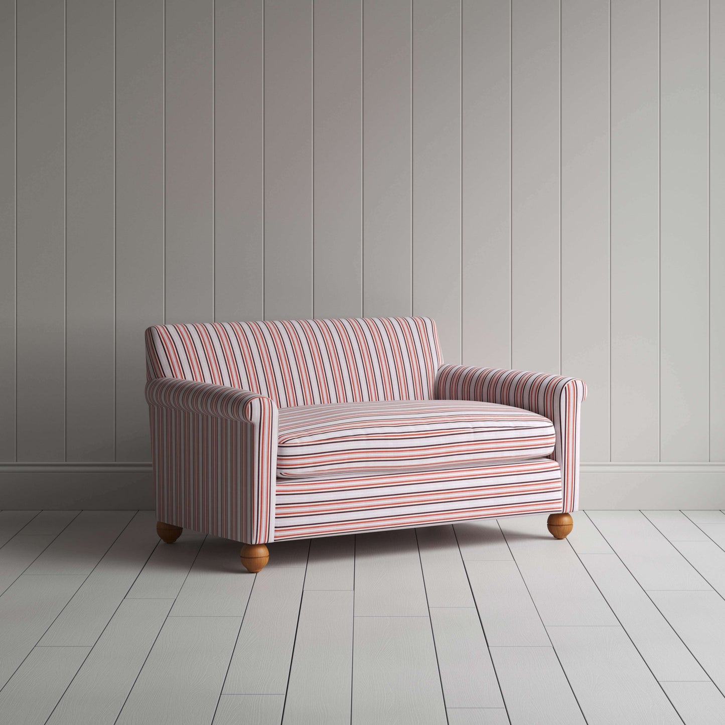 Idler 2 Seater Sofa in Slow Lane Cotton Linen, Berry - Nicola Harding