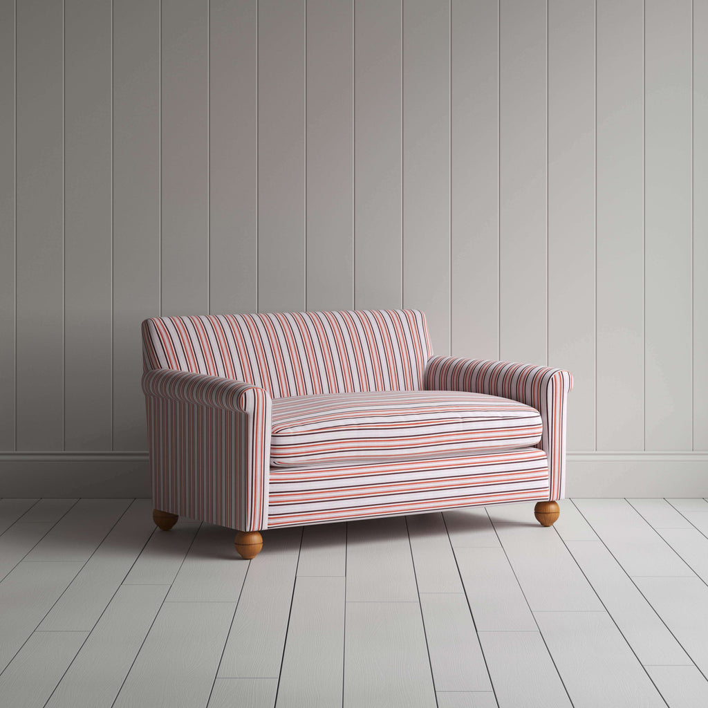  Idler 2 Seater Sofa in Slow Lane Cotton Linen, Berry - Nicola Harding 