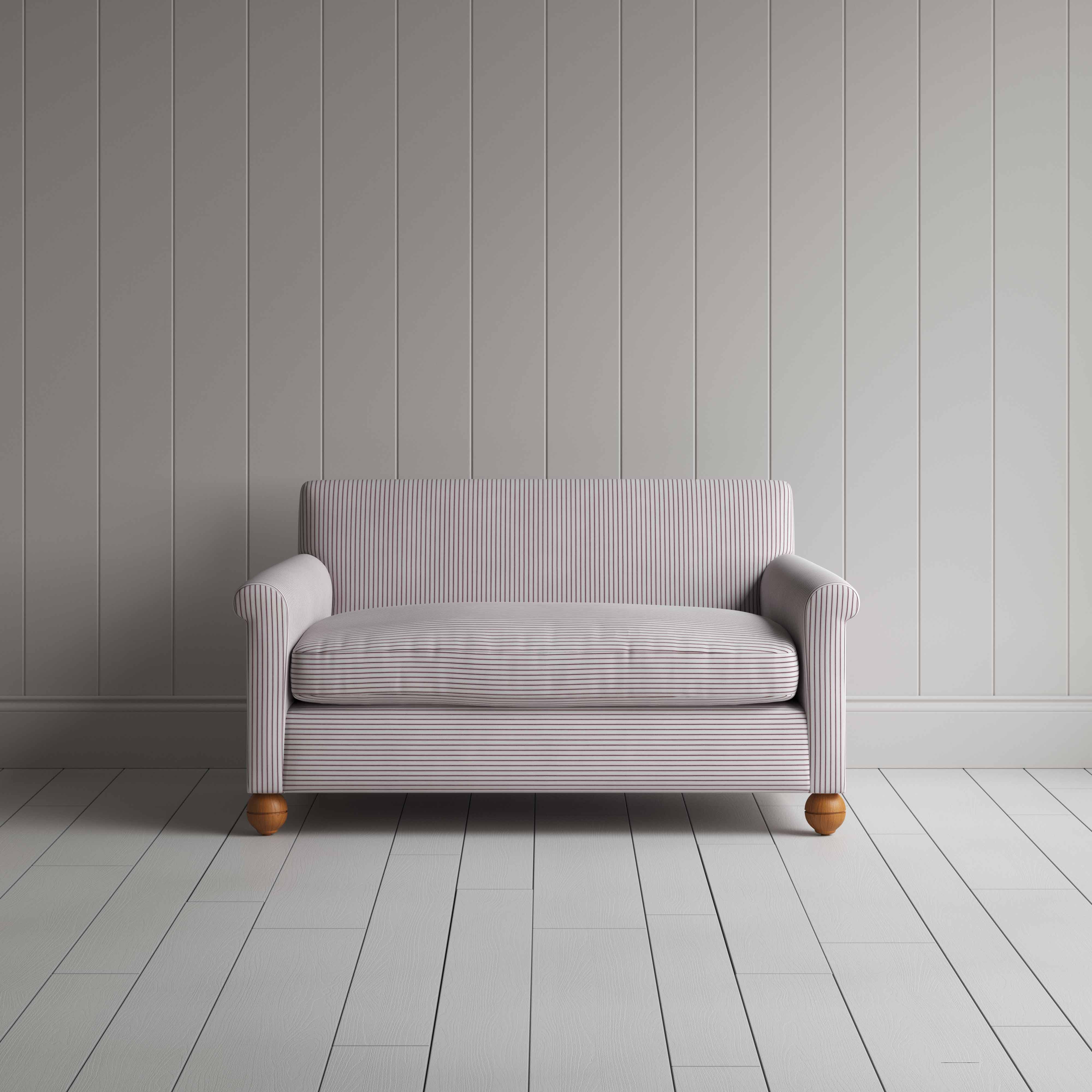  Idler 2 Seater Sofa in Ticking Cotton, Berry 