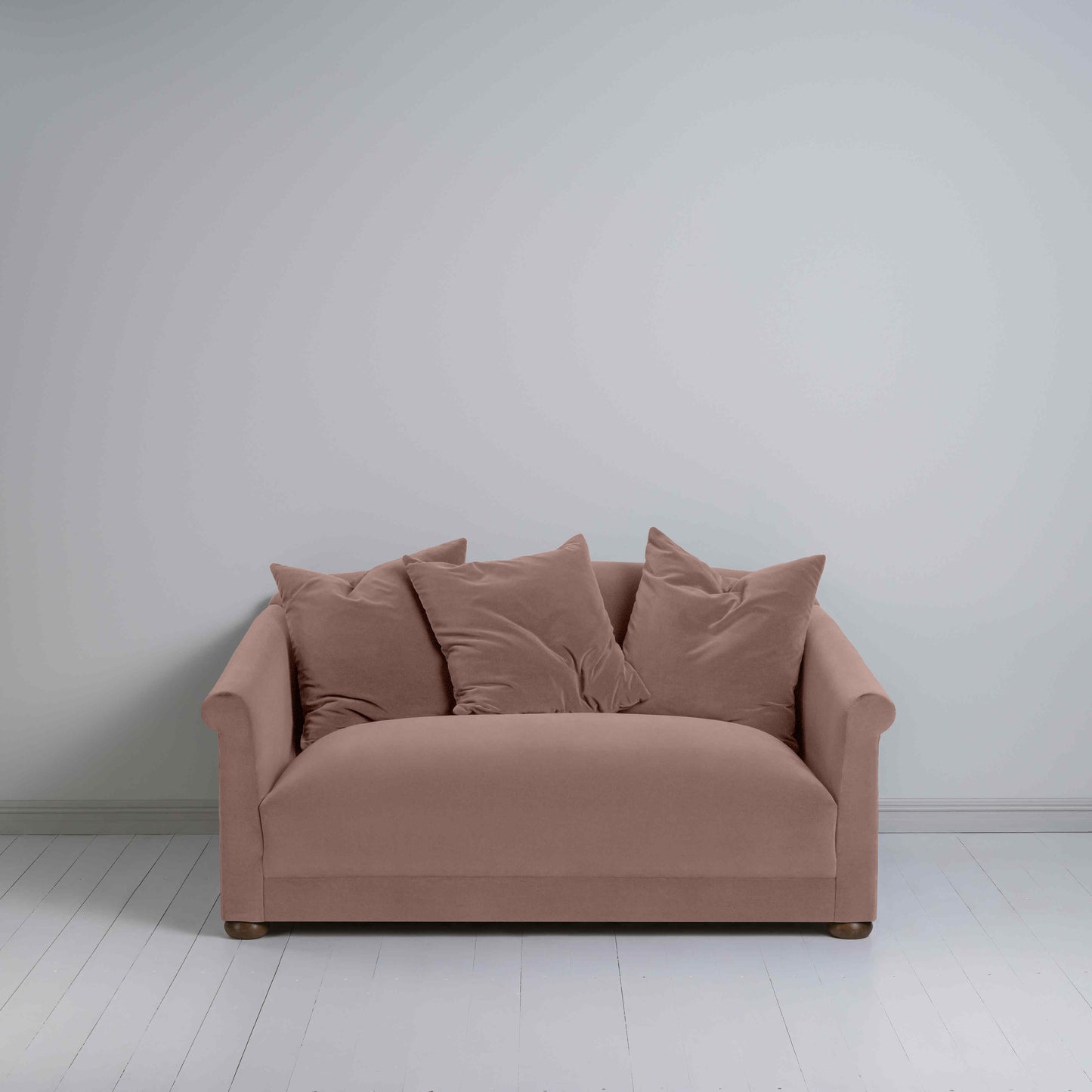 More the Merrier 2 Seater Sofa in Intelligent Velvet Dusky Pink - Nicola Harding