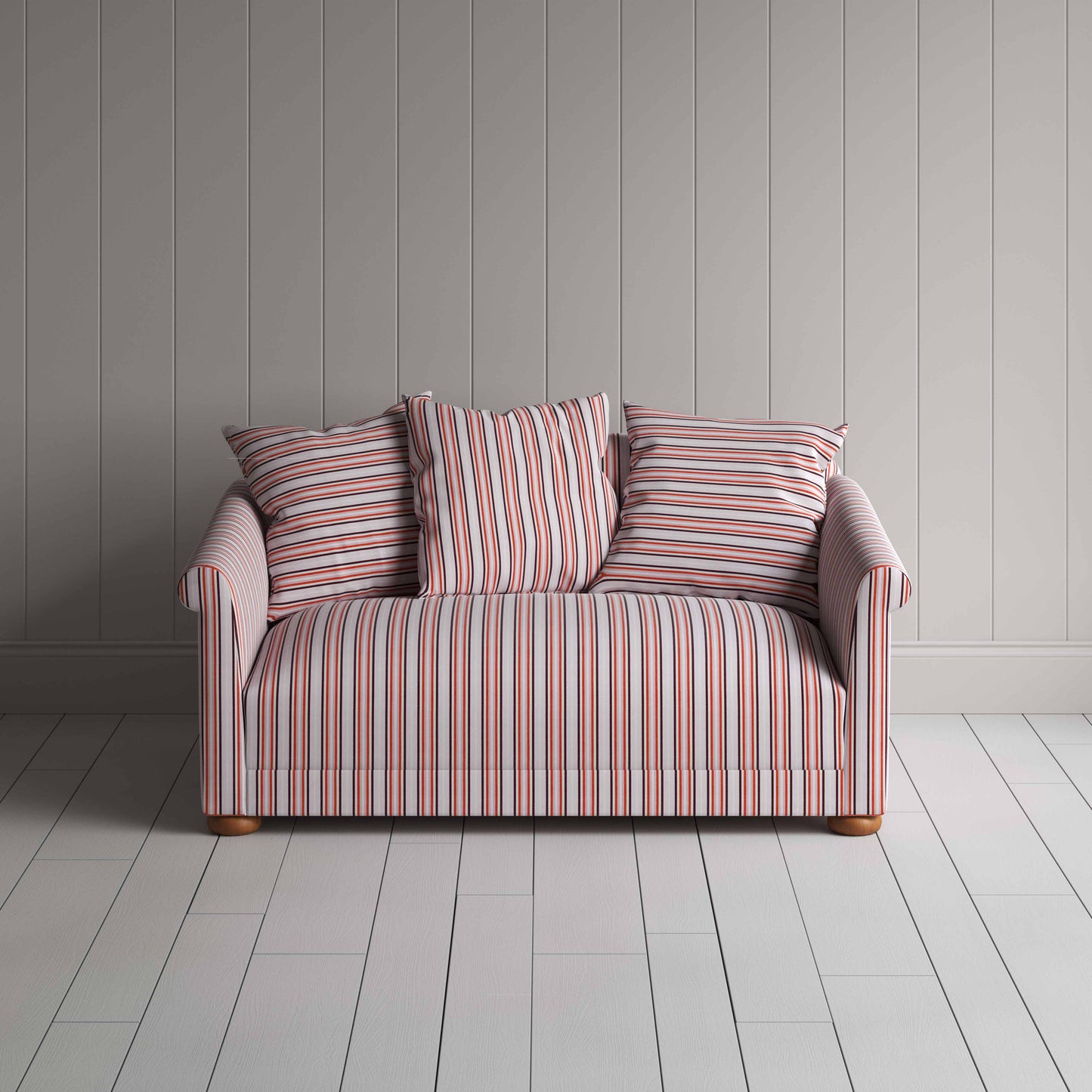 More the Merrier 2 Seater Sofa in Slow Lane Cotton Linen, Berry - Nicola Harding