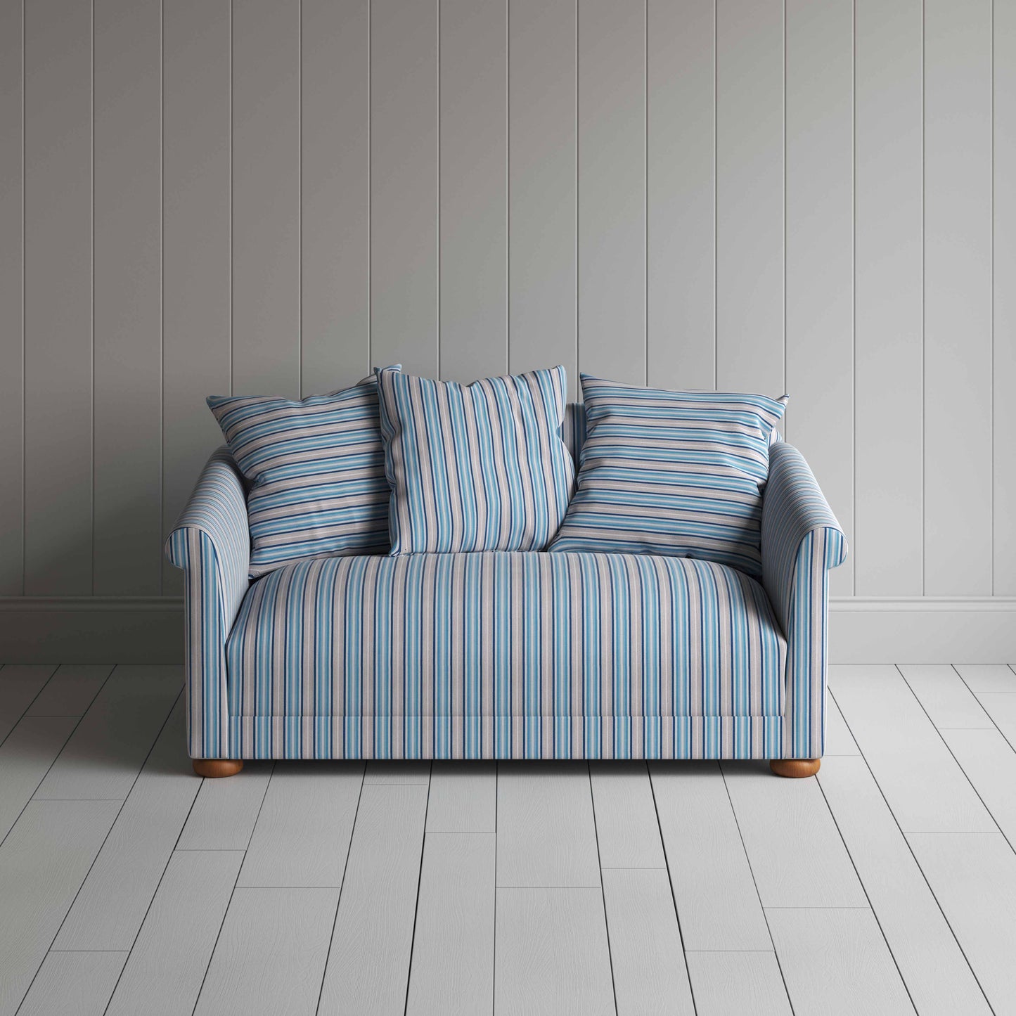 More the Merrier 2 Seater Sofa in Slow Lane Cotton Linen, Blue - Nicola Harding