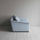  SIde View of 2 Seater Sofa in Square Deal Cotton, Blue Brown - Nicola Harding 