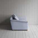  Side View of More the Merrier 2 Seater Sofa in Ticking Cotton, Aqua Brown - Nicola Harding & Co. 